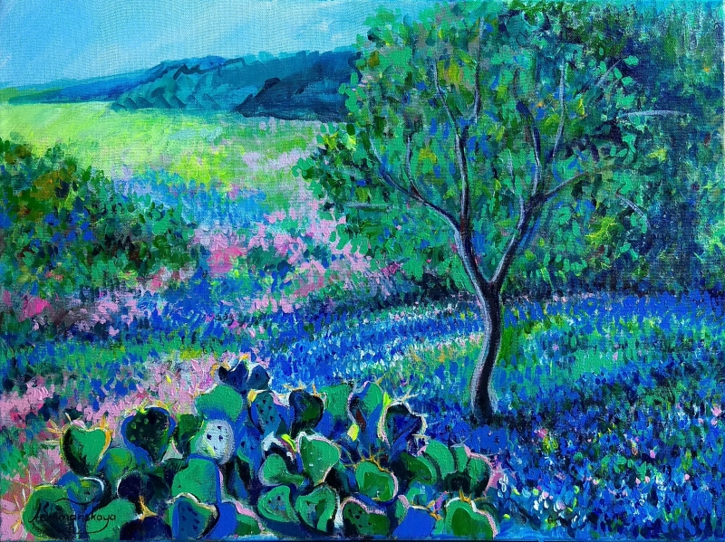 Bluebonnet field by artist Anastasia Shimanskaya